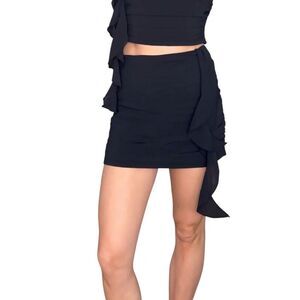 Abercrombie & Fitch Black Cascading Ruffle Mini Skort Size XS